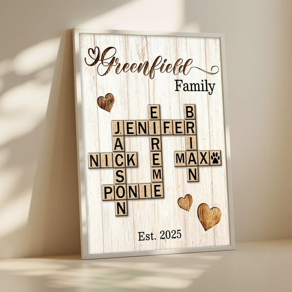 YaHaku Custom Family Name Crossword Puzzle Wall Art 2025, Family Name Crossword, Custom Family Gift, Family Keepsake, Christmas Decoration Gift