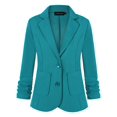 thumbnail image 1 of Unifizz Chaqueta Casual Para Mujer Con Solapa Con Muescas, Manga 3/4, Botón Frontal, Chaqueta De Oficina Con Bolsillos #Verde Azulado Talla L#, 1 of 5