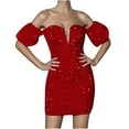 thumbnail image 2 of Puntoco Vestido De Lentejuelas Sin Mangas Para Mujer De Moda Vestido Rojo S,Regalos Para Mujer Joven, 2 of 9