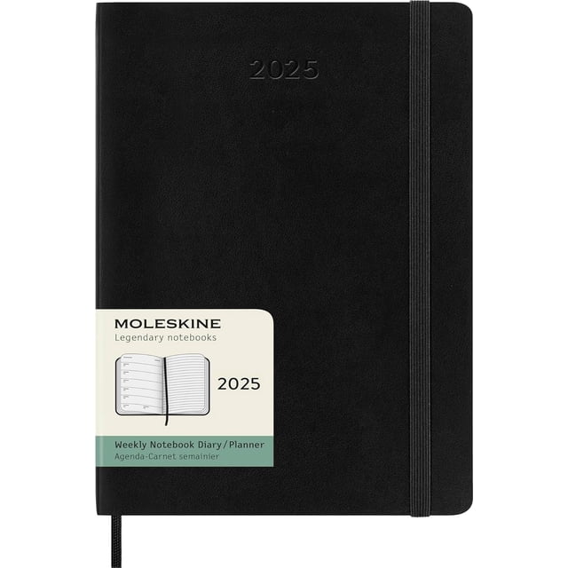 Agenda 2025 Moleskine Grande Negra Pasta Suave 13 x 21 cm