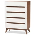 thumbnail image 1 of Baxton Studio Calypso 5 Drawer Chest in White and Walnut, 1 of 8