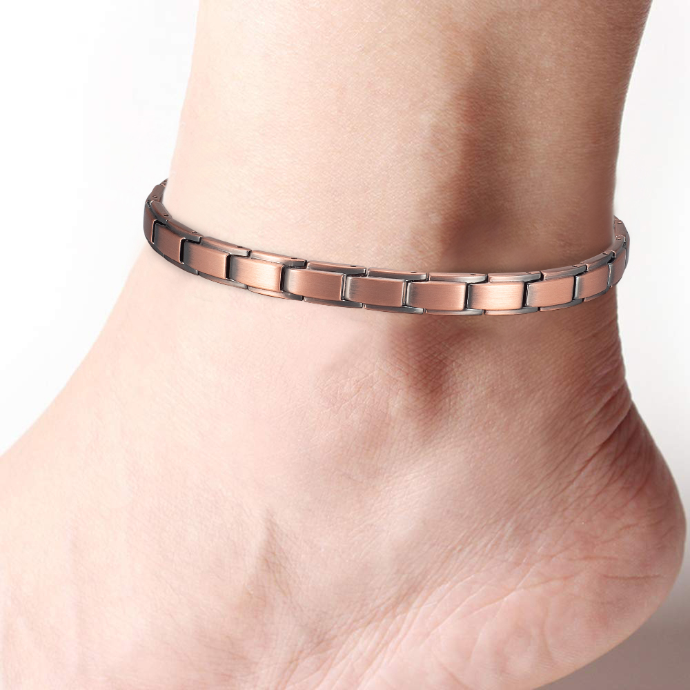 Wollet Cross Copper Magnetic Anklets for Women, Jewelry Gift for Mom&Wife, 10 inches, Christian Gifts