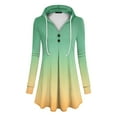 thumbnail image 4 of Kagetolytai Womens Tops Women's Casual Fashion Solid Color V Neck Long Sleeve Button Hoodie Tops Plus Size Tops for Women Cyan 3X, 4 of 4