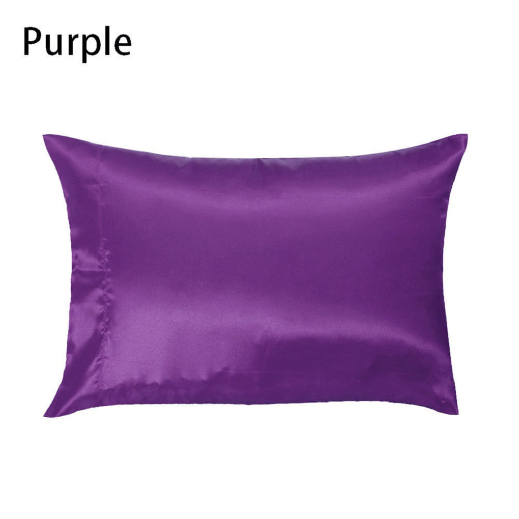 2pcs Summer Silk Satin Soft Pillow Cases Cover Queen Standard Comfort Protector 