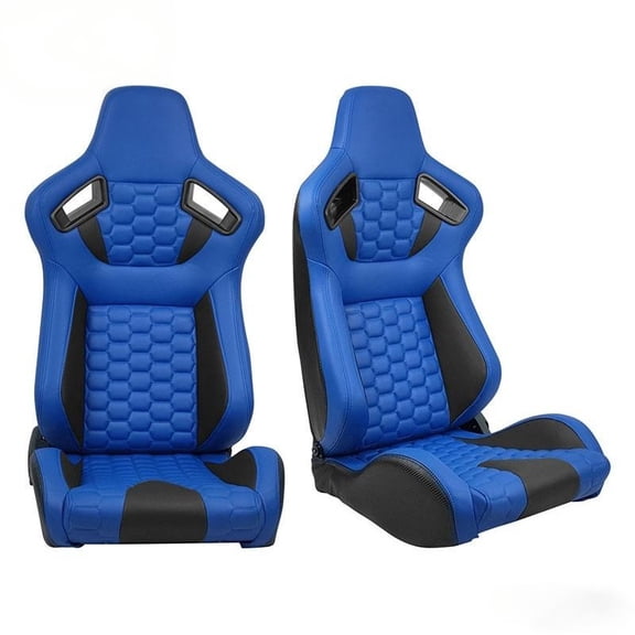 Fit For Universal Racing Seats w/ Dual Slider Blue Black PU Leather