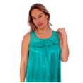 thumbnail image 5 of Women's Silky Feeling Sleeveless Tricot Nightgown with Floral Lace Design, Teal, Size 2XL, 5 of 5