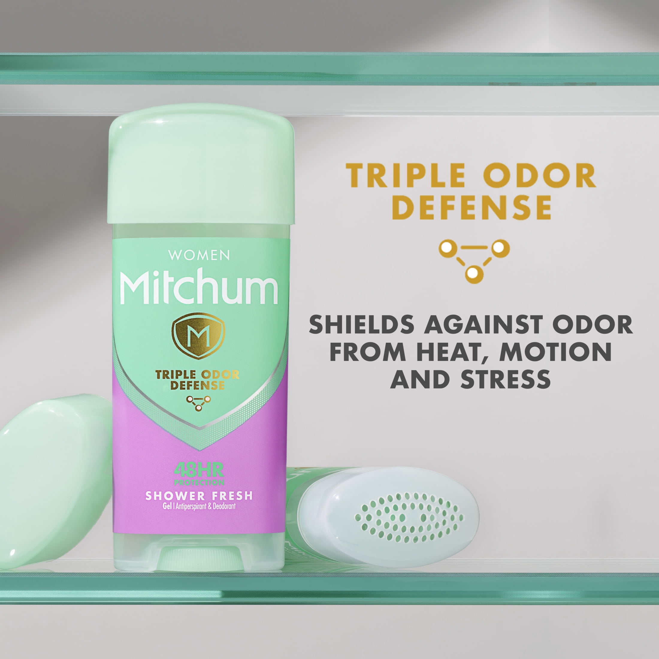 Mitchum Women Triple Odor Defense Antiperspirant Deodorant Gel Twin Pack, Shower Fresh, 3.4 oz