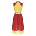 thumbnail image 4 of Sxiwei Women Sleeveless Color Block Chiffon Splice Lyrical Dance Costume Contemporary Praise Dance Red&Yellow M, 4 of 6