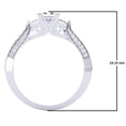 thumbnail image 4 of Dazzlingrock Collection 1.00 Carat (ctw) 18k Princess & Round 3 Stone Diamond Ladies Bridal Engagement Ring 1 CT, White Gold, Size 7, 4 of 4