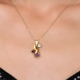thumbnail image 3 of Gem Stone King 18K Yellow Gold Plated Silver White Moissanite and Red Garnet and Purple Amethyst Pendant for Women (1.44 Cttw, Gemstone, Heart Shape 5MM, 18 inch Chain), 3 of 6