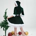 thumbnail image 5 of SGMVNU Santa Costume for Women Velvet Santa Costume Cosplay Christmas Dress Hooded Min Dress with Belt for Christmas(Green, M), 5 of 9