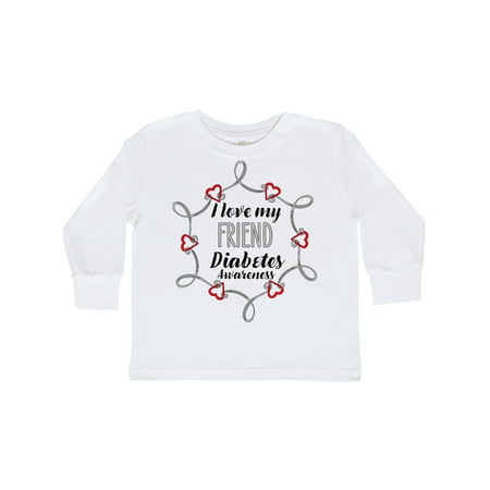 

Inktastic I Love My Friend Diabetes Awareness Gift Toddler Boy or Toddler Girl Long Sleeve T-Shirt