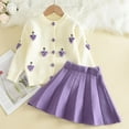 thumbnail image 2 of Zshosam Girls Winter Clothes Toddler Girl Clothes Square Neck Puff Sleeve Top and Skirt Set Fall Winter Girls Outfits Size 3T 4T,(Purple 3-4 Years), 2 of 4