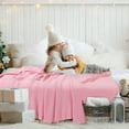 thumbnail image 3 of PiccoCasa 100% Cotton Soft Knitted Throw Solid Blanket for Couch Sofa Bedroom, Pink Icing 60"x79", 3 of 8