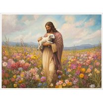 Christian Jesus Print Wall Art Jesus Save the Lost Lambs Canvas Painting Posters Room Aesthetic Decoration Easter Christian Catholic Wall Decor