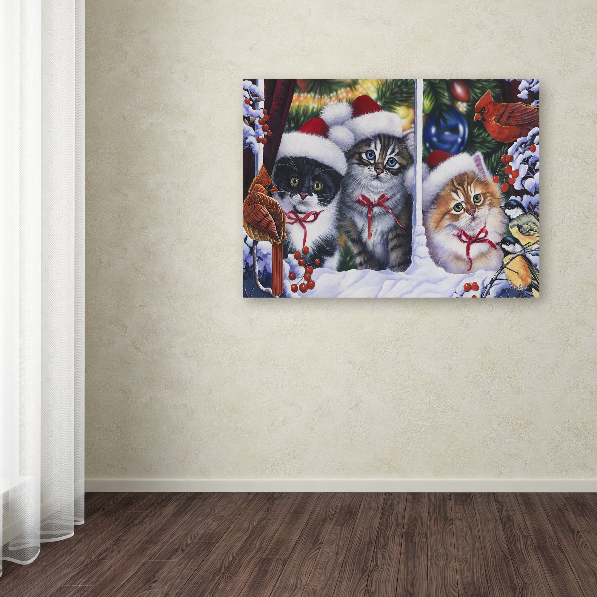 Trademark Fine Art 'Cats In Window' Canvas Art by Jenny Newland