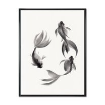 Designart 'Black and White Vintage Fish III' Nautical & Coastal Framed Canvas Wall Art Print