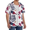 thumbnail image 4 of KLL Red Wine Glass Bottle Print Men's Shirt Short Sleeve Button Down Summer Cuba Beach Shirts- X-Large, 4 of 7