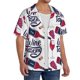 thumbnail image 2 of Balery Red Wine Glass Bottle Camisa Casual de Manga Corta con Botones para Hombre, Texturizada, Estilo Cubano, para Playa, Verano-Small, 2 of 5