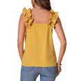 thumbnail image 3 of INSPIRE CHIC Women's Sleeveless Ruffle Trim Square Neck Solid Casual Blouse XS Yellow, 3 of 5