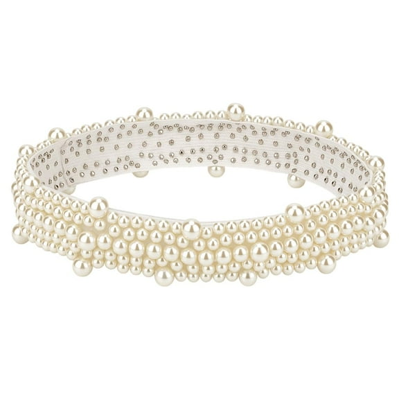 Women's Vintage Pearl Band Fedora Hat Wide Brim Fedora Hat with Pearl Band Lady Panama Trendy Wide Brim Replacement Hatband for Women Men Straw Hatband Diameter: 7.4 inches diy