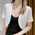 thumbnail image 2 of Lixiuxyad ‌Women's Short Sleeve Bolero Shrug Lightweight Open-Front Cardigan Summer Outfits,White, 2 of 5