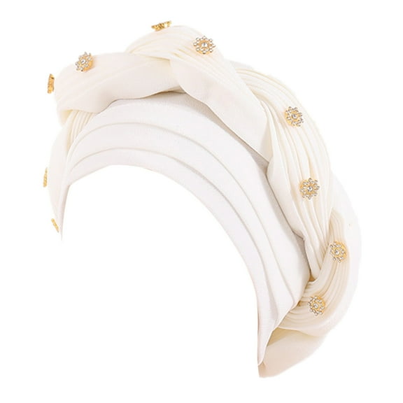 EnJoCho Breathable Headwraps for Women Workout Headwraps Beading Braid Hat Ruffle Cancer Wrap Sleep Caps Satin Lined Hair Bonnets