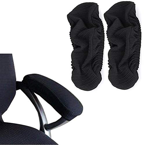 Iseedy 2 Pairs Simple Durable Washable Office Chair Armrest Slipcovers Covers Pads,Soft Chair Arm Pad Covers Over Black 