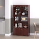 thumbnail image 2 of 5 - tier estante moderno libros con doors, brown wood - constructed estante libros used as almacenamiento organizer estante. 63 - pulgada altura, ideal dormitorio, sala estar, o oficina., 2 of 5