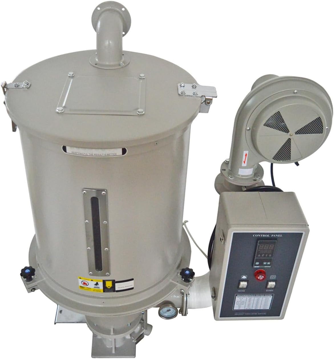 EQCOTWEA Plastic Dryer Plastic Dehumidifier Hopper Type 55lbs Capacity for PP PE ABS PVC 220V 25KG
