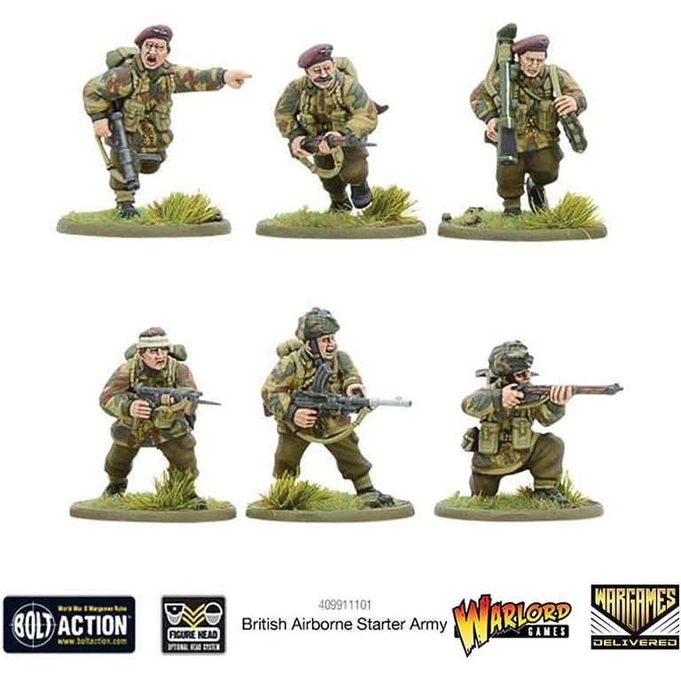 Warlord Games – 4 Commandants Aéroportés Britanniques – Bolt Action – Figurines 28 Mm En Résine – Seconde Guerre Mondiale