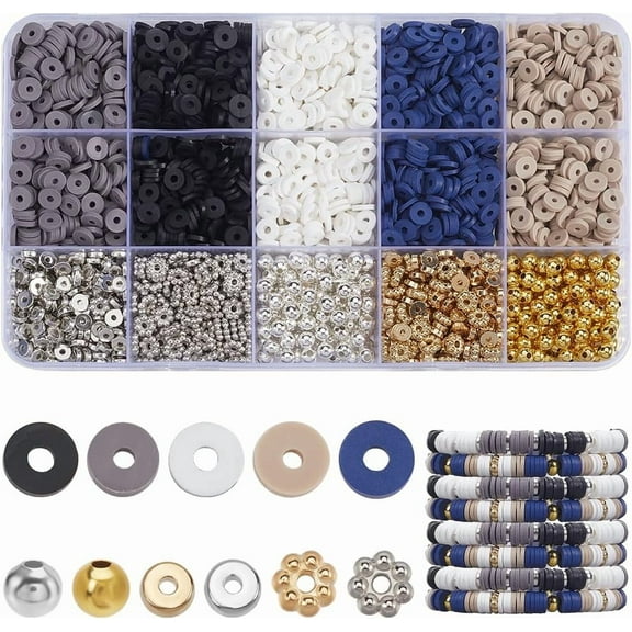 1 Box 2800Pcs Friendship Bracelet Making Kits Black White Grey Clay Beads 6mm kit Clay Heishi Flat Round Gold Silver Flower Spacer Beads for Jewelry Bracelets Making Supplies DIY Crafts Adult Pink