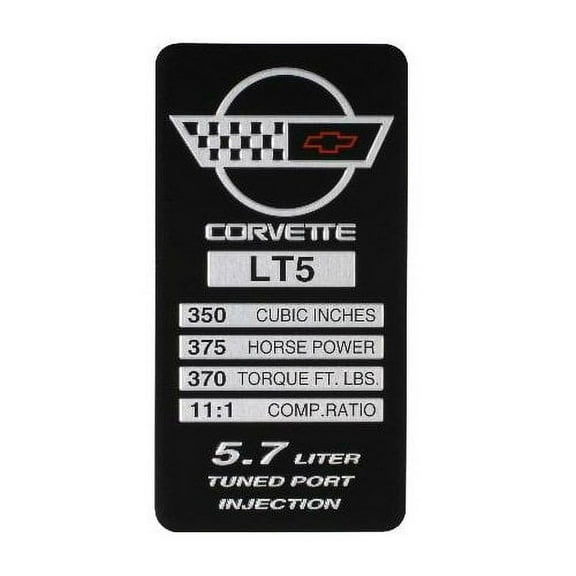 C4 Corvette 1991-1992 LT5 Engine ID Spec Metal Data Plate Emblem