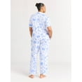 thumbnail image 3 of Joyspun Women's Dreamy Soft Collection Notch Collar Short Sleeve Knit Top & Capri Pajama Set, 2-Piece, Sizes XS-3X, 3 of 5
