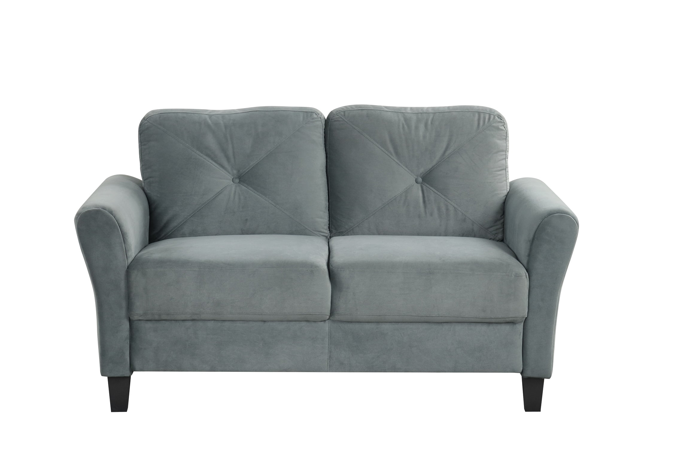 MOONMISS Velvet Loveseat Sofa Couch with Upholstered Cushion for Small Space Living Room Bedroom Office,Gray