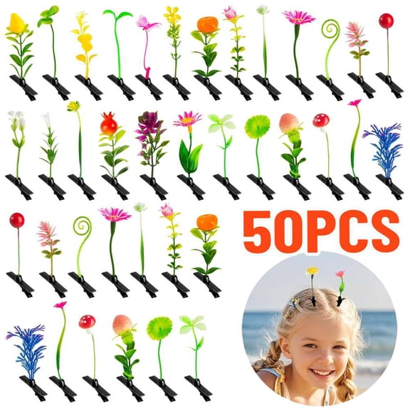 50Pieces Bean Sprout Hair Clips,Mixed Style Plant Hairpins,Funny Plant Hairpins Hair Accessories for Women,Home Party, Christmas