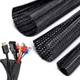 thumbnail image 1 of Computer Cable Sleeving 3 Meter Φ12-20mm Flexible Adjustable, Cable Tidy Pet Split Braided Storage Cable Management, Cable Cover Protection for Car/TV/Computer Cables, 1 of 7