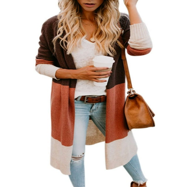 Cardigans Tricotés à Manches Longues pour Femmes Ouvert devant Décontracté Boho