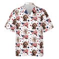 thumbnail image 3 of Lotusprinthandmade Poodle US Flag Pattern 4th July Independence Day Short-sleeve Hawaiian Shirt M, 3 of 4