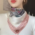 thumbnail image 4 of Women's Fashion Soft Large Satin Square Scarf Set Head Neck, 4 of 5