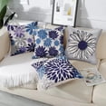 thumbnail image 3 of KWLET Square Outdoor Throw Pillow Cover Blue Daisy Pattern Waterproof Linen for Sofa Patio Set of 4 18"x18", 3 of 7