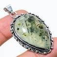 thumbnail image 2 of Natural Prehnite Gemstone Handmade 925 Sterling Silver Pendant 2.09", 2 of 2