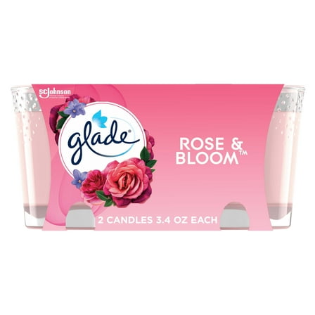 Glade Candle, Infused with Essential Oils, Rose & Bloom, 2 Count