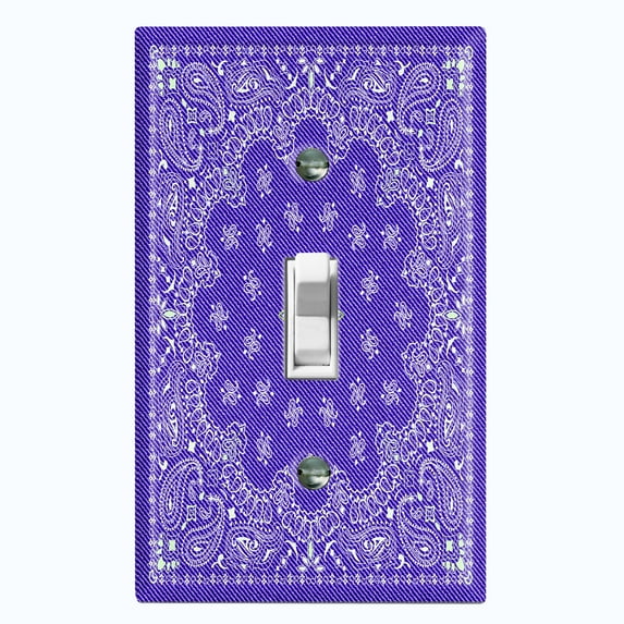 Metal Light Switch Plate Cover Purple Floral Bandana Paisley Tile Pattern TIL047