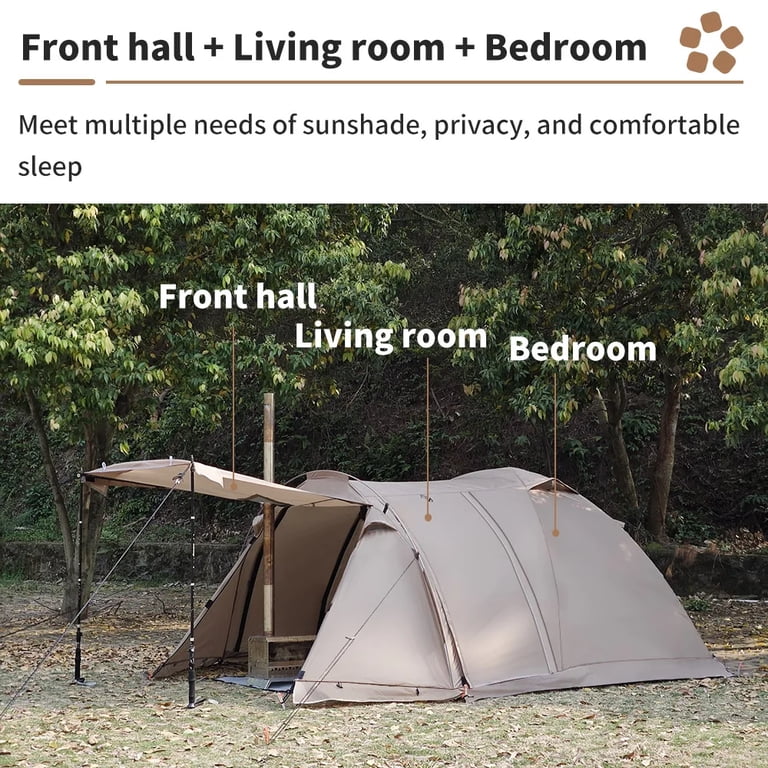 Fireproof Hot Tent 2 Person Waterproof Extend Dome Tent with Stove