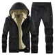 thumbnail image 2 of Sudadera con capucha térmica y pantalones de forro polar para hombre y mujer, chándal resistente al viento, ropa deportiva cálida para gimnasio, 2 piezas/conjunto, traje deportivo de invierno, novedad, 2 of 5