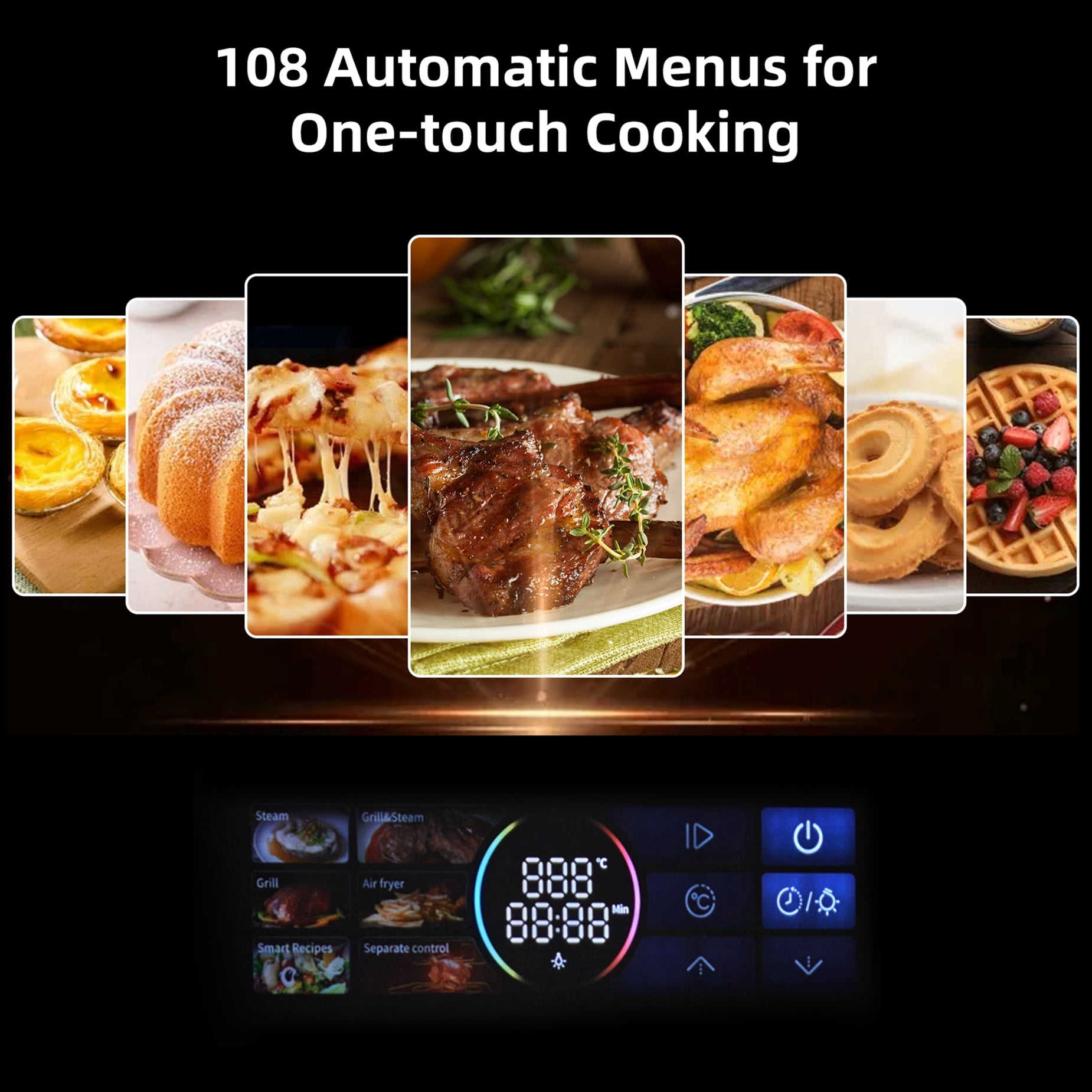 Aoile 24" Single Wall Oven with 2.5 Cu.Ft. Capacity, 3000W Built-in Electric Oven with 4 Cooking Functions & 108 Automatic Recipes