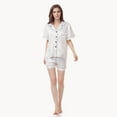 thumbnail image 3 of Pyjama en Soie pour Couple Ensemble Été shorts Fins Manches Courtes Couleur Unie Tenue de Maison Pyjama Mat, 3 of 5