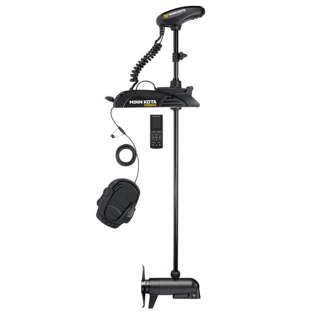 Minn Kota Trolling Motor 1358316 Terrova; Freshwater; Electric Steer; Variable Speed Forward and Reverse; 112 Pound Of Thrust; 72 Inch Shaft Length; Bow-Mount; 36 Volts; 52 Amp; Black