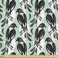 thumbnail image 1 of Nature Fabric by the Yard, Ethnic Birds Pattern Similar to Magpie Raindrop Ovals Dots Pastel Design, Decorative Upholstery Fabric for Chairs & Home Accents, Mint Green Dark Grey by Ambesonne, 1 of 5